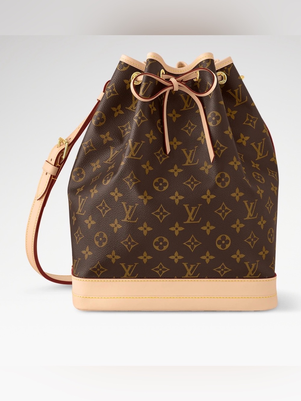 Gorgeous Louis Vuitton Brown Monogram Bucket Bag with Natural Trim GM Noé
